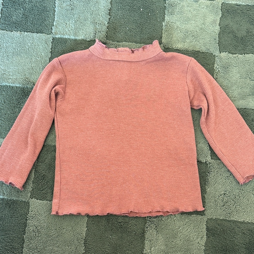 Rust colored Ribbed Long Sleeve Top